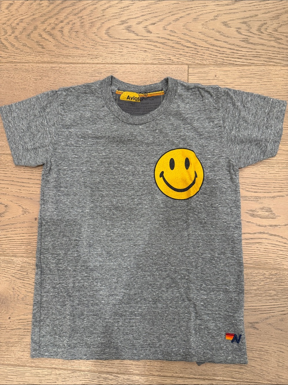 Aviator Nation Grey Tee with Yellow Smiley Patch